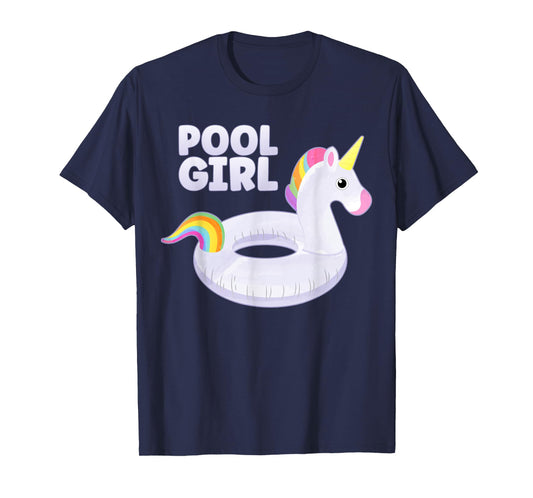 Pool Girl Unicorn Floating Ring Kids Funny Swimming Pool T-Shirt
