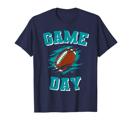 Game Day Kick Off Football Aqua and Orange Team Fan T-Shirt