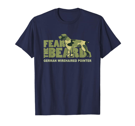Fear the Beard - Camo German Wirehaired Pointer Hunting Dog T-Shirt