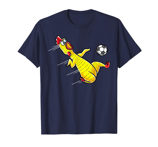 Funny Rubber Chicken With Soccer Sports Men Kids T-Shirt