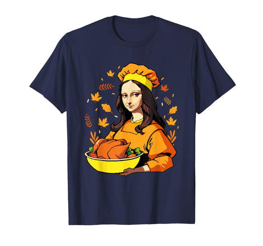 Mona Lisa with Turkey Thanksgiving for Art Teachers Men Women Kids T-Shirt