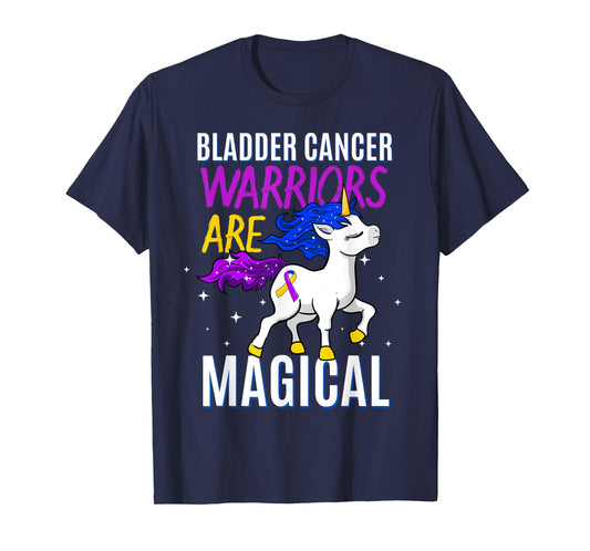 Bladder Cancer Magical Unicorn Purple Blue Yellow Ribbon T-Shirt