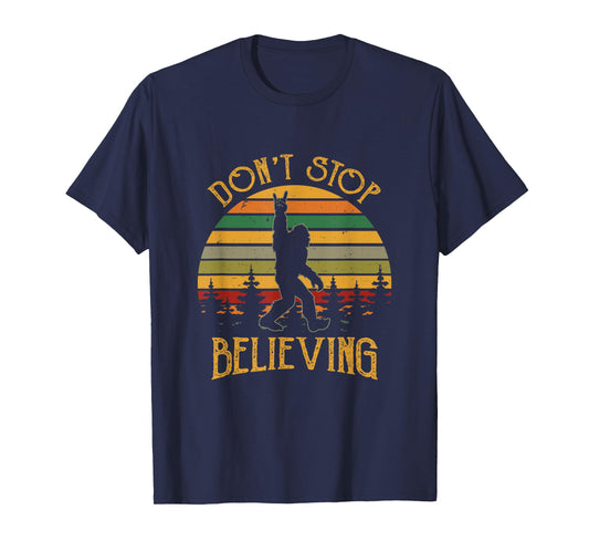 Don't Stop Believing Bigfoot Rock & Roll Retro Sasquatch T-Shirt