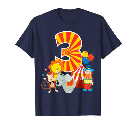 3rd Birthday Shirt Boys Girls Circus 3 Birthday Party Shirt T-Shirt