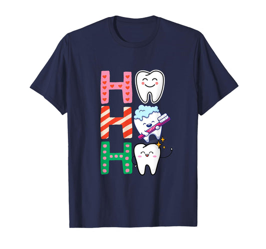 Funny Tooth Christmas Dentist Xmas Dental Assistant Ho Ho Ho T-Shirt