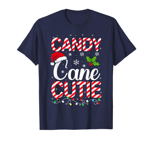 Candy Cane Cutie Cute Funny Christmas Xmas Candy Lover T-Shirt - Unisex-Adults, Kids - Black - Short Sleeve - T-Shirt - Holiday T-Shirt
