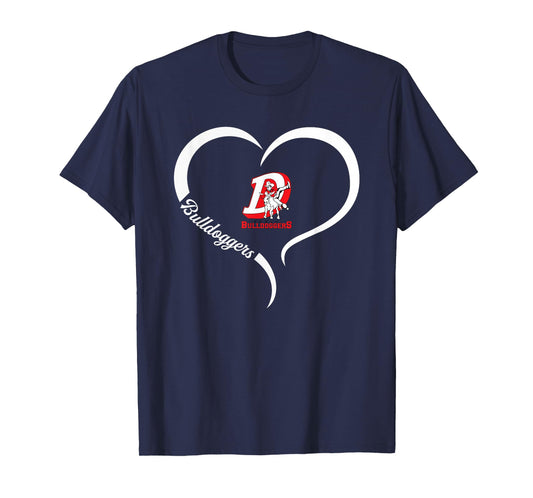 Dewey Bulldoggers Logo Half Heart Slogan HS T-Shirt