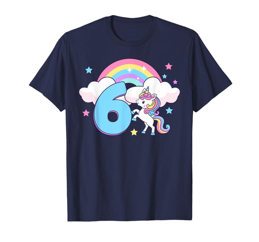 It's My Birthday Cute Unicorn Rainbow 6 Years Old Kids Girls T-Shirt