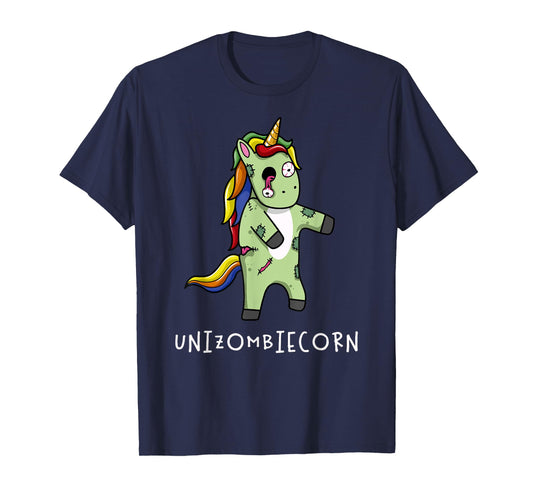 Cute and Funny Rainbow Unicorn Zombie Halloween T-Shirt