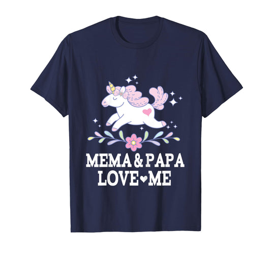 Mema And Papa Love Me Granddaughter Unicorn T-Shirt