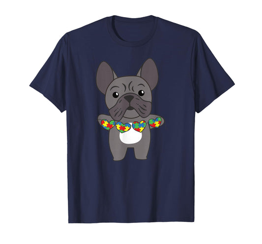Autism Awareness Month Puzzle Heart french bulldog dog T-Shirt for Men Women Kids