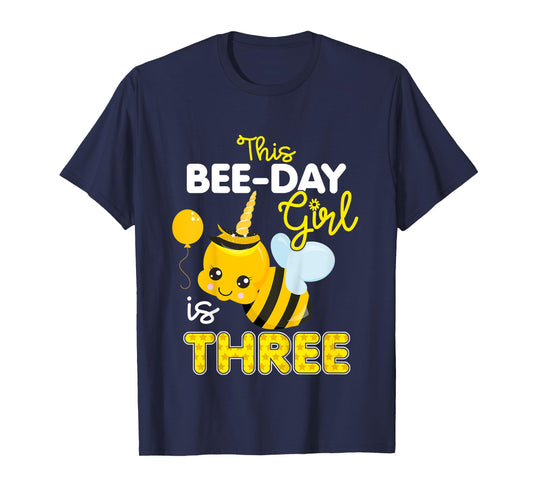 3rd Birthday Girl Bee Themed 3 Year Old Bday Matching Party T-Shirt