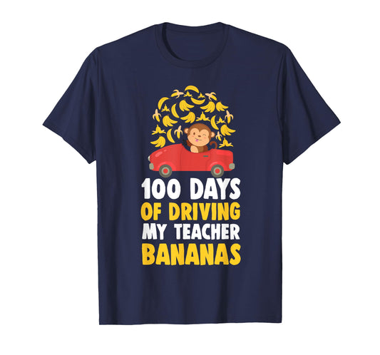 100th Day Of School Teacher Banana Monkey Pun Men Women Girls Kids T-Shirt