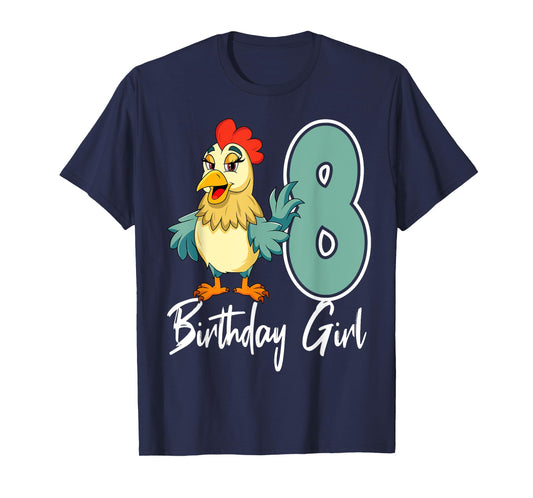 Chicken 8th Birthday Girl Barn Farm Party Chick Barnyard T-Shirt