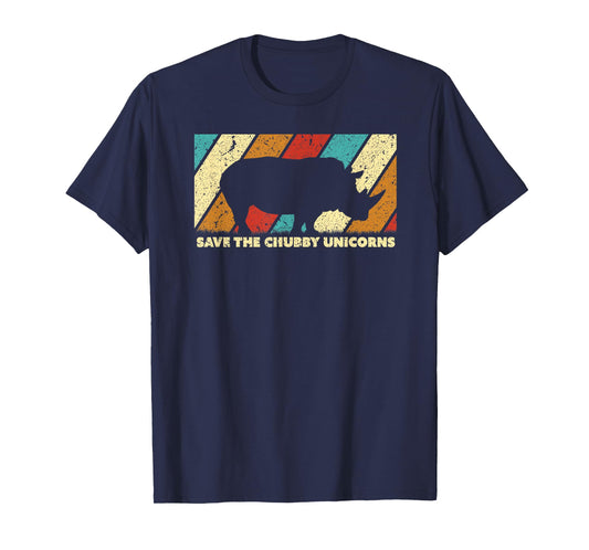 Save The Chubby Unicorns Shirt. Retro Style Rhino T-Shirt
