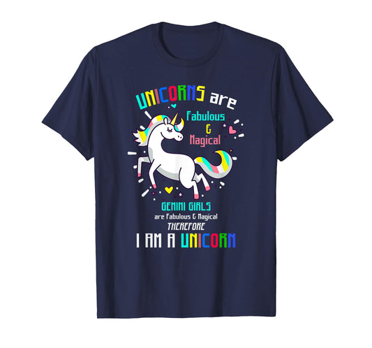 GEMINI SIGN | UNICORNS | GEMINI GIRLS ARE FABULOUS - Birthda T-Shirt