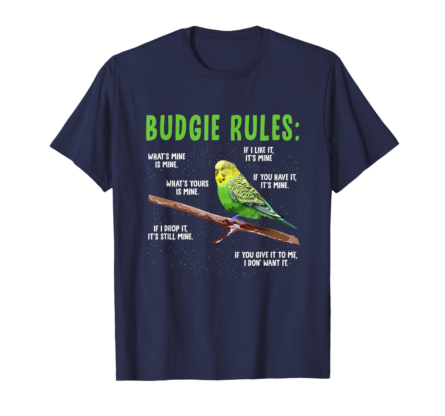 Budgie Rules Budgie Lover Parakeet Bird Budgerigar Parrots T-Shirt
