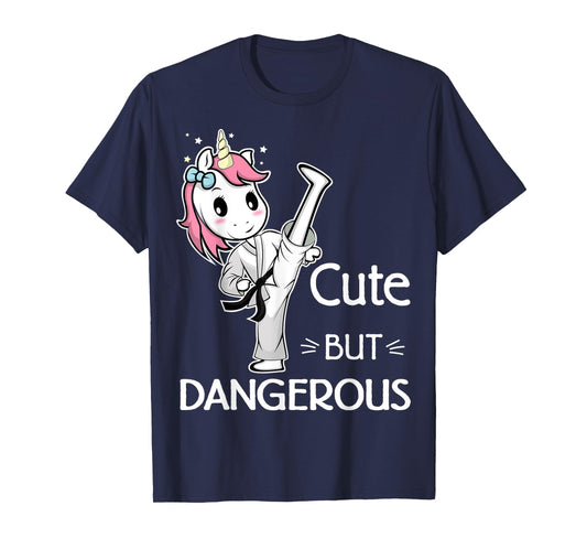 Cute but Dangerous Karate Taekwondo Unicorn Karate Girl T-Shirt