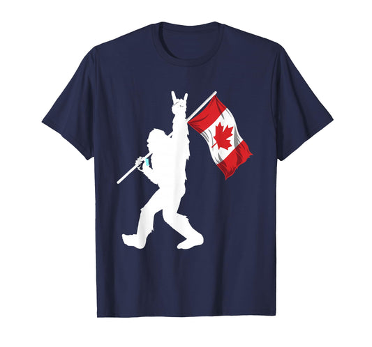 Vintage Canadian Flag BigFoot Rock'N Roll Funny Canada Day T-Shirt