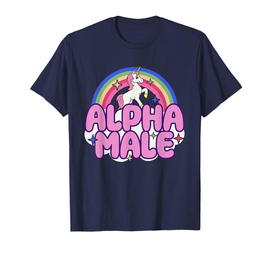 Alpha Male Unicorn Funny Sarcastic Ironic Weird Y2K Humor T-Shirt