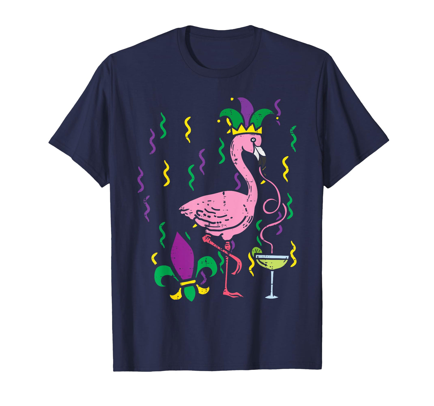 Mardi Gras Jester Flamingo Funny Carnival Bird Tee Men Women T-Shirt