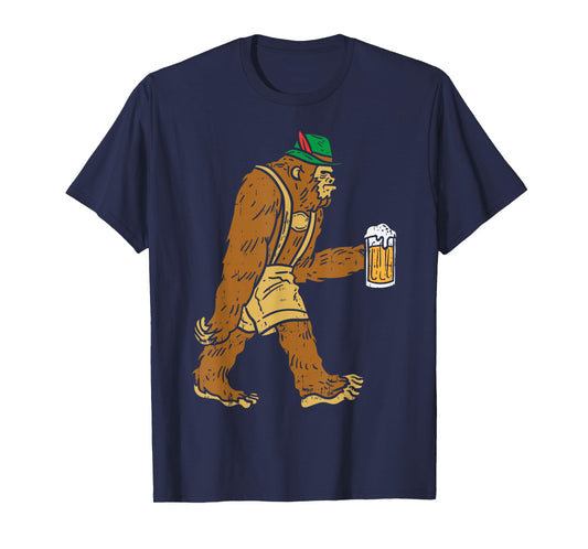 German Bigfoot Sasquatch Beer Lederhose Funny Oktoberfest T-Shirt