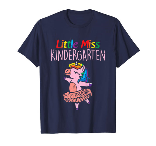 Little Miss Kindergarten Unicorn Back To School Day Girls T-Shirt