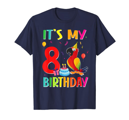 Its My 8th Birthday Parrot Bird Lover 8 Years Old T-Shirt