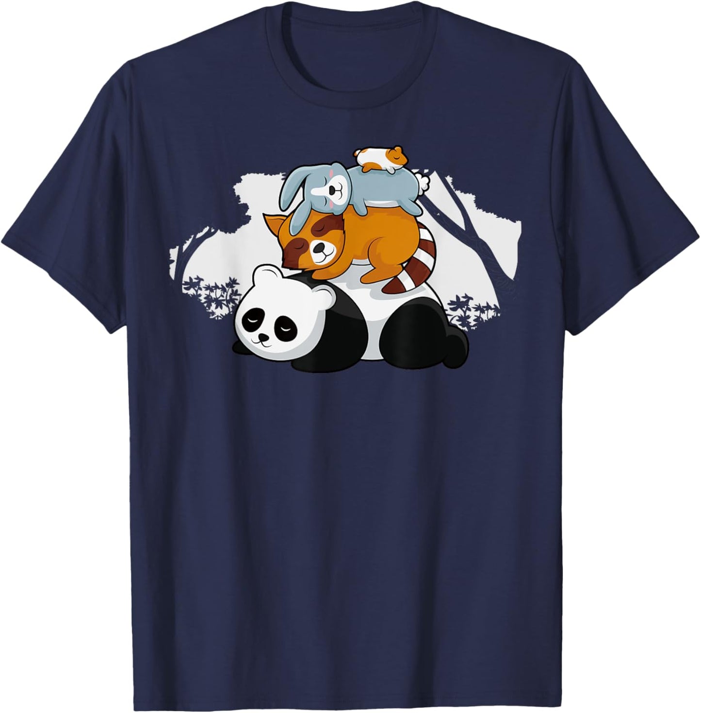 Panda Raccoon Rabbit Hamster Cute Sleeping Animals Pyramid T-Shirt