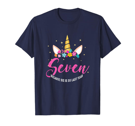7 Years Old Birthday Girl Gifts Unicorn 7th Birthday T-Shirt