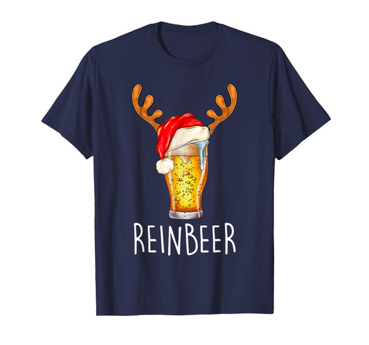 Wi-nedeer Reinbe-er Santa Hat Rei-ndeer Couple Xmas Matching T-Shirt