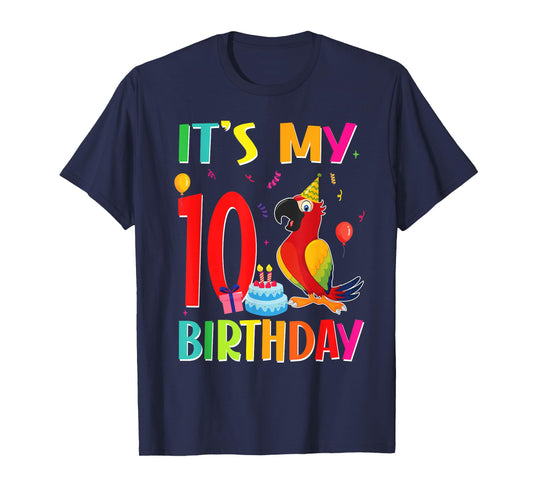 Its My 10th Birthday Parrot Bird Lover 10 Years Old T-Shirt
