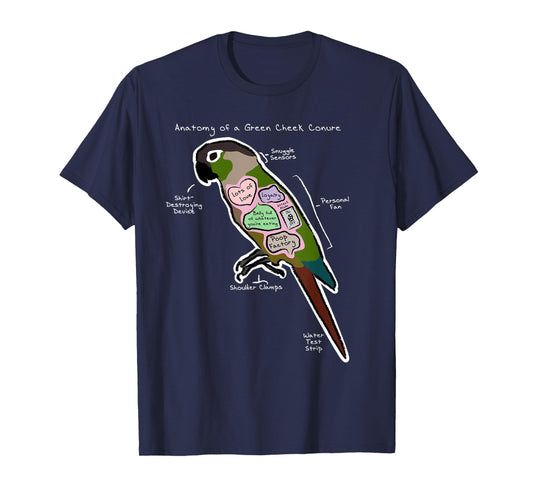 Anatomy of a Green Cheek Conure - Funny Parrot Shirt T-Shirt