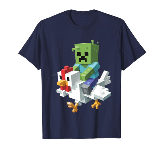 Kids Jock Chicken Shirt Pixel Art Gamer Zombie Boys Kids Tees T-Shirt