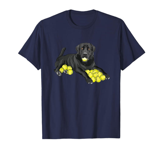 Black Labrador Retriever Tennis Ball Tennis Player Dog Lover T-Shirt