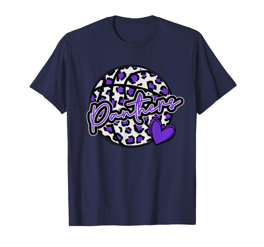 Leopard Cheetah Basketball PANTHERS Purple Spirit Game Tee T-Shirt