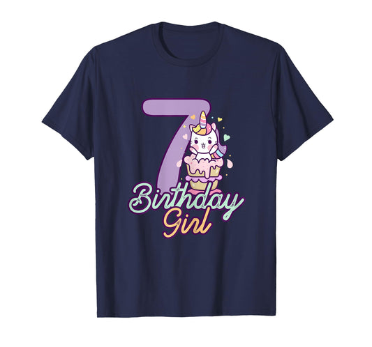 7 Years Old Birthday Girl Gifts Unicorn 7th Birthday T-Shirt