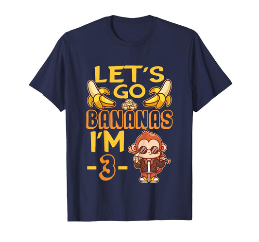 Let's Go Bananas I'm 3 Zoo Jungle Safari 3rd Birthday T-Shirt