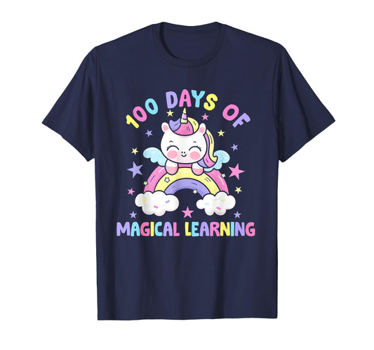 100th Day Of School Unicorn Girls 100 Days Of School Girls T-Shirt