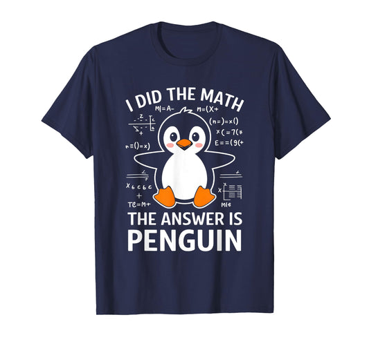 Cute Penguin With Math Design T-Shirt