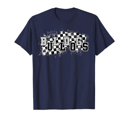 Bulldogs School Spirit Bulldog Pride Checkered Teacher T-Shirt