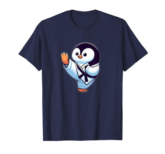 Cute Cartoon Penguin Karate Martial Arts T-Shirt