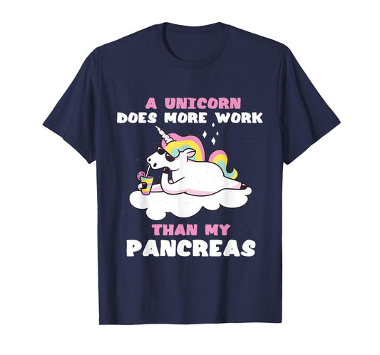 Pancreas Funny Unicorn Type 1 Diabetes Blood Sugar Insulin T-Shirt