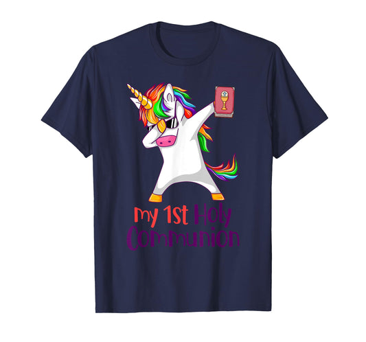 Dabbing Unicorn My 1st Holy Communion Christian Cute Unicorn T-Shirt
