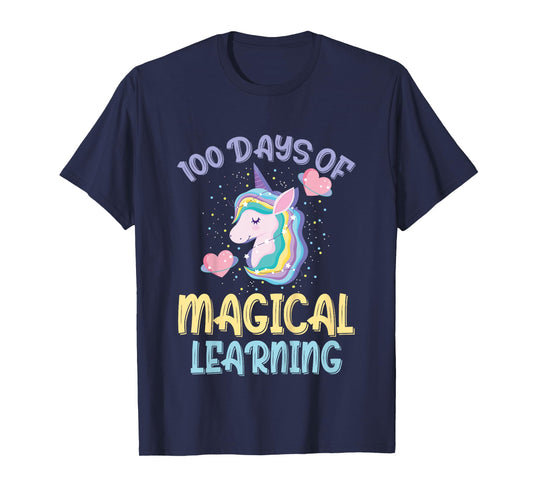 100 Days Of Magical Learning 100th Day Of School Unicorn T-Shirt