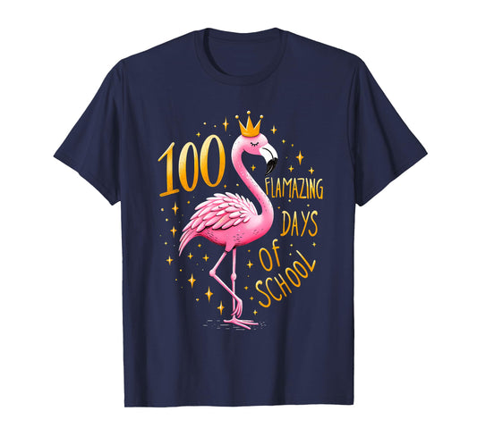 100th School Day 100 Flaming School Days Flamingo T-Shirt