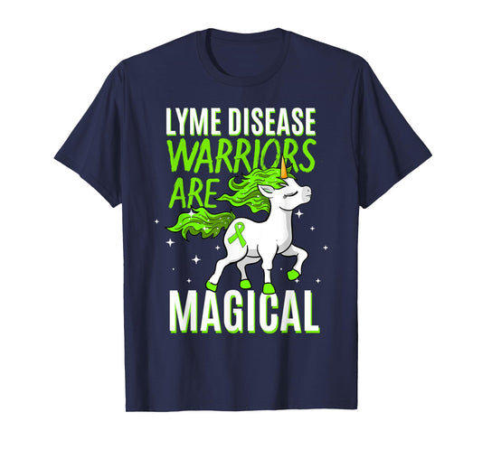 Lyme Disease Warrior Magical Unicorn Ticks Green Ribbon Gift T-Shirt