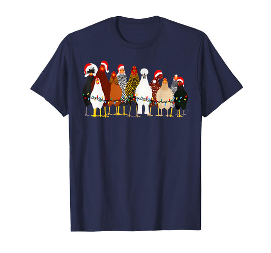 Cute Christmas Chickens Santa Farm Chickens Animals Pajamas T-Shirt