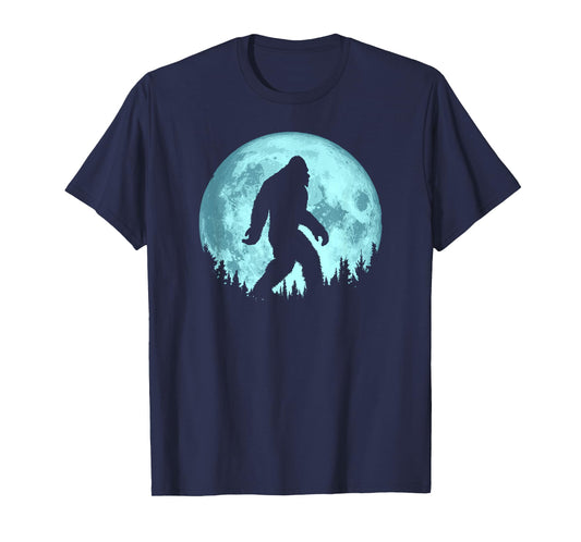 Bigfoot Night Minimalist Full Moon & Trees Sasquatch T-Shirt