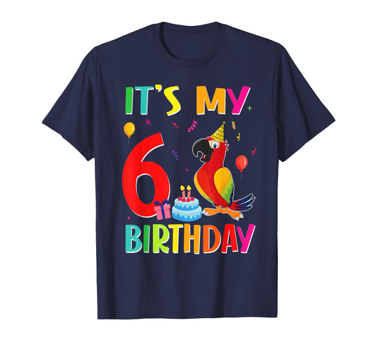 Its My 6th Birthday Parrot Bird Lover 6 Years Old T-Shirt